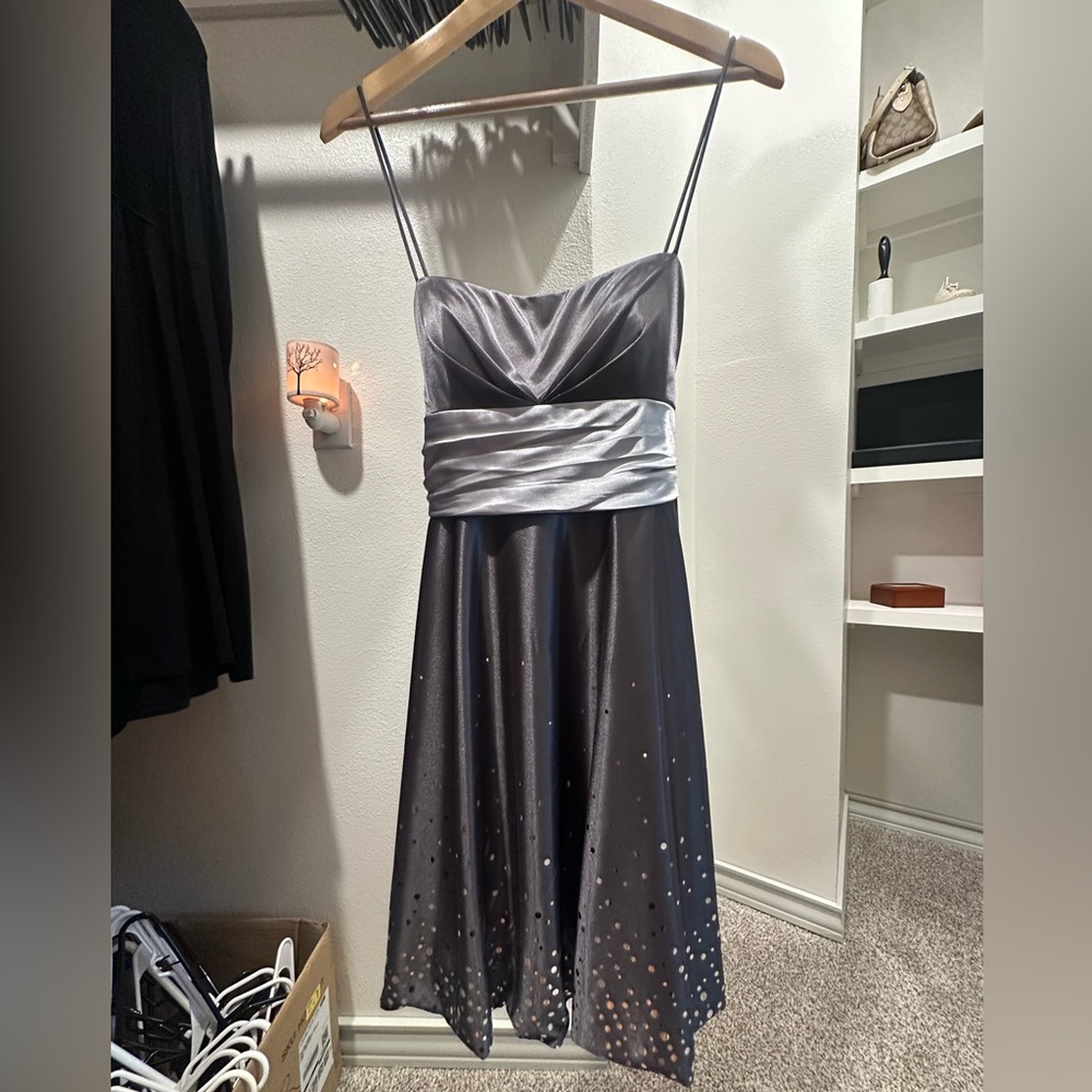 Elegant Gray Satin Dress